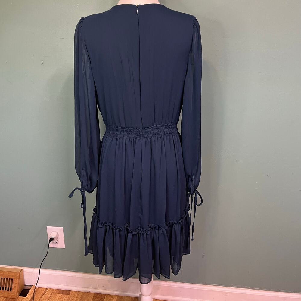 Taylor Navy Chiffon Boho Dress 8 Cottagecore Wedding Guest Romantic Aesthetic - Picture 8 of 9